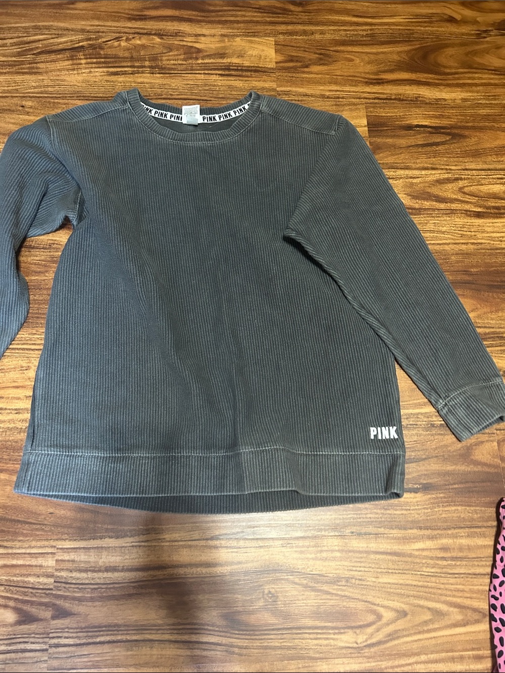 PINK Victoria's Secret Ribbed Pullover Sweatshirt - Charcoal
